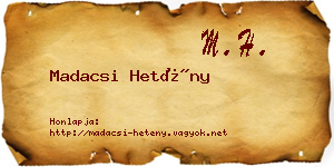 Madacsi Hetény névjegykártya
